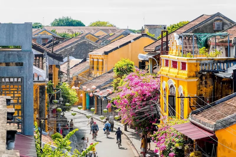 Hoi An ancient town is brilliant in the golden sunlight
